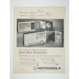 Vintage 1966 Motorola Radio Print Ad Solid State Reliability Modern MCM